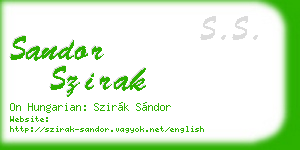 sandor szirak business card