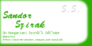 sandor szirak business card
